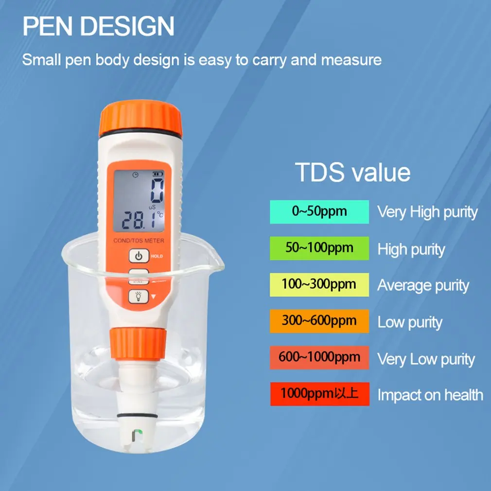 

Professional Digital Water Quality Meter Conductivity Analyzer Total Dissolved Solid TDS/COND TEMP Temperature Tester AR8011