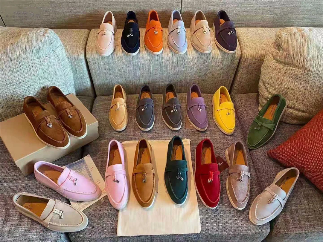 Туфли женские из натуральной замши на плоской подошве без застежки - купить по