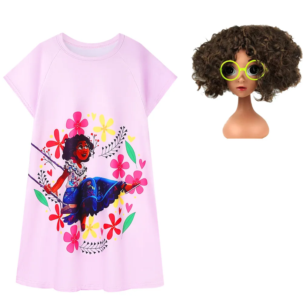 

2022 Disney Summer New Cartoon Printing Encanto Girls Dress Ice Silk Cute Casual Nightdress Homewear