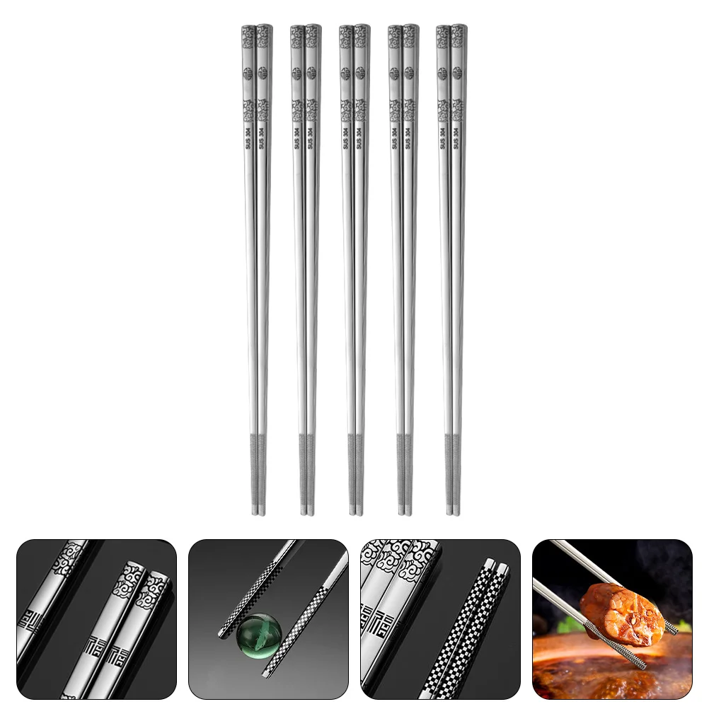 

Chopsticks Metal Chinese Reusable Cooking Chopstick Japanese Square Sushi Rest Style Chopstickss Steel Stainless Asian Eating