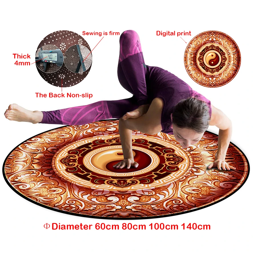 

Yin Yang Tai Chi Yoga Mat Large Non-slip Round Seven Chakra Meditation Rug Gym Carpet Fitness Pilates Exercise Pads Dropshipping