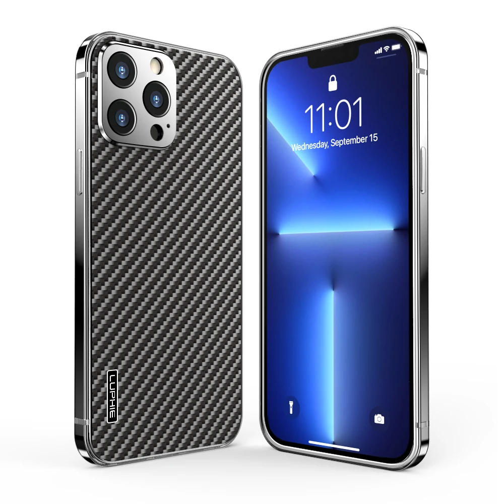 

iPhone 13 Pro Max Electroplated Carbon Fiber Phone Case,iPhone13 Mini Comfortable Hand Feel Reinforcement Anti-drop Protect Case