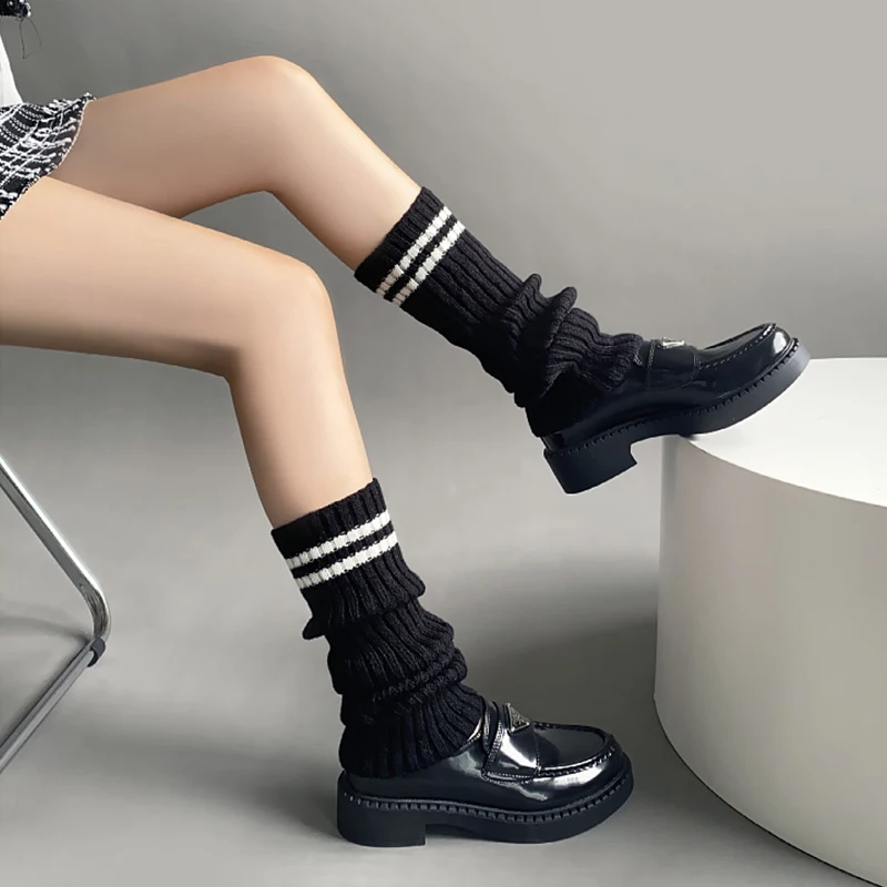 

Гетры со звездами, черепами, носки в стиле Харадзюку Y2k, вязаные двухсторонние леггинсы, носки в стиле панк для девочек, японские готические мягкие носки