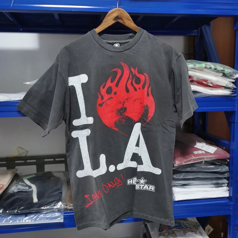 

Vintage Hellstar T-shirt High Quality Alphabet Print Cotton Short Sleeve T Shirt HELLSTAR Summer Couple Top Tee Real Photos