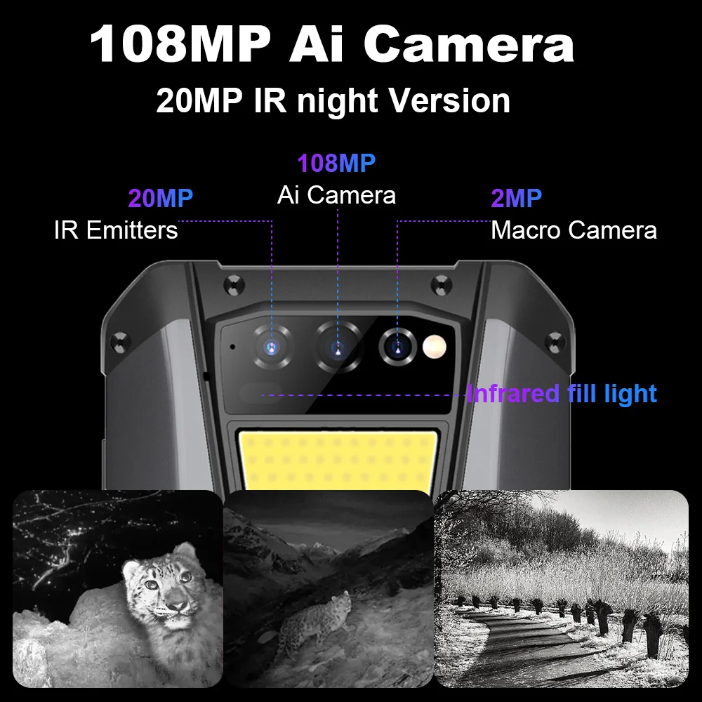 Unihertz Rugged Smartphone World's Larger Battery 22000mAh Cell Phone 108MP Camera Night Vision Mobile Phone Helio G99 8GB 256GB