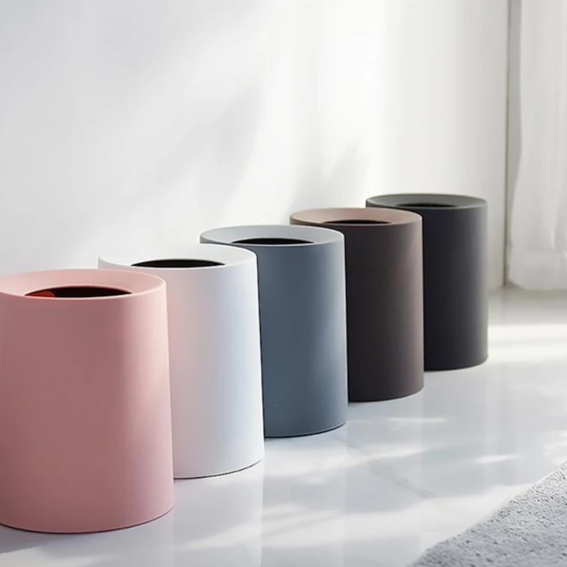 

Круглая Скандинавская мусорная корзина для гостиной и ванной, креативная пластиковая мусорная корзина, двухслойная кухонная мусорная корзина, инструменты для уборки офиса