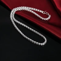 925 stamp silver color 5mm round box chain necklaces for men woman fashion classic jewelry 2024 inches party christmas gifts