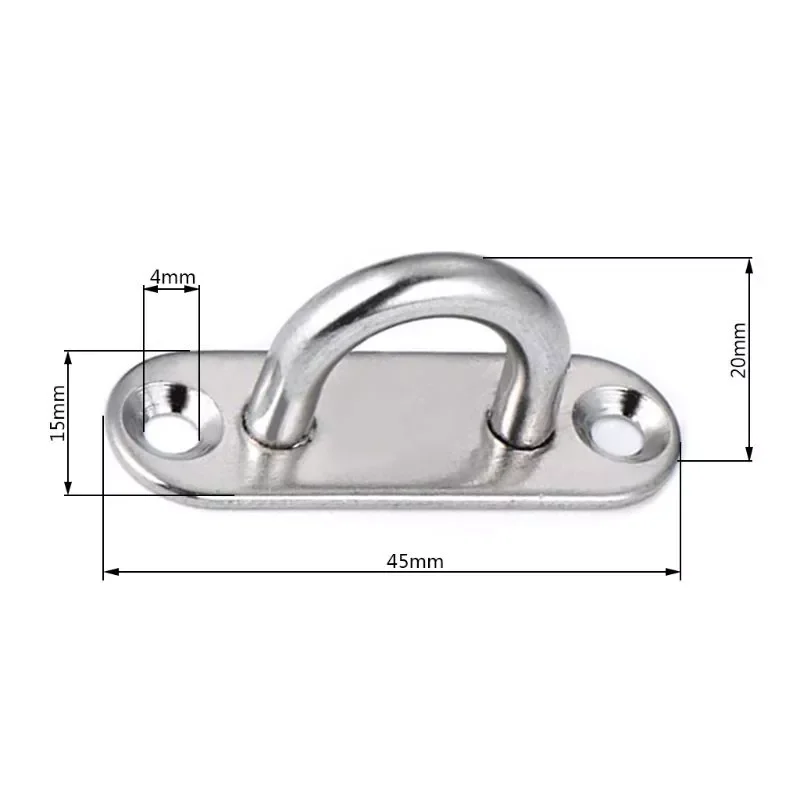 

2022 NEW6Pcs 5mm Stainless Steel Eye Plate Oblong Pad Eye Plate Metal Staple Ring Hook Hardware