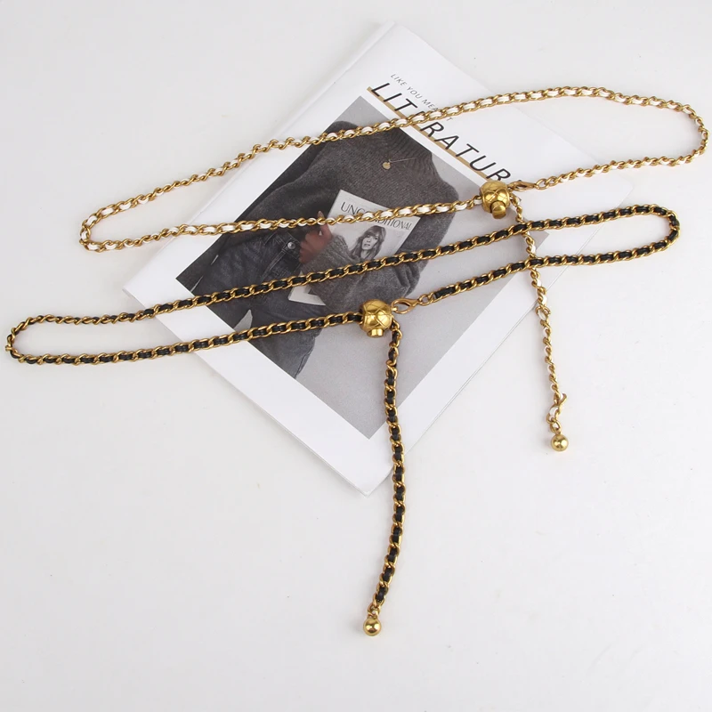 

Leather Chain Waist Chain Woven Vintage Hip Hop Design Waist Belt Women