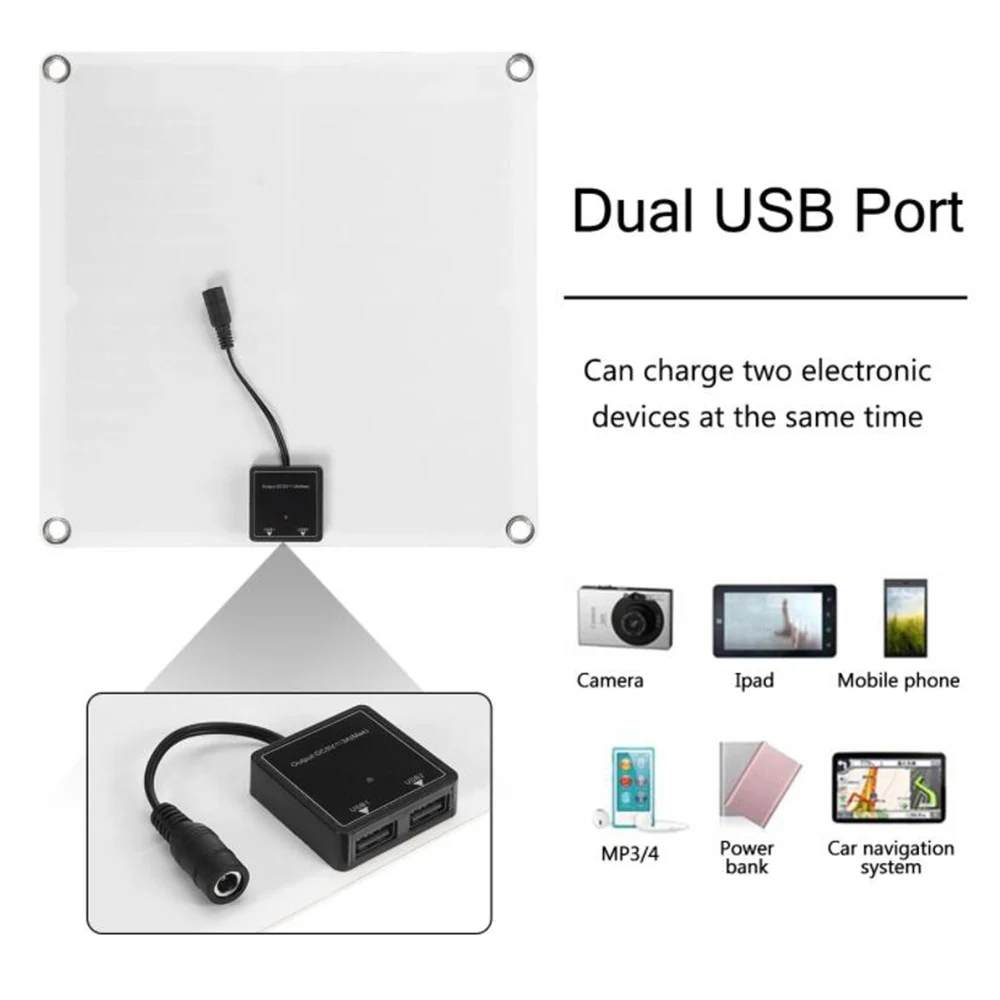 28x28cm dc 18v dual usb flexible solar panel solar charging cell for mobile phone outdoor camping diy emergency power supply free global shipping