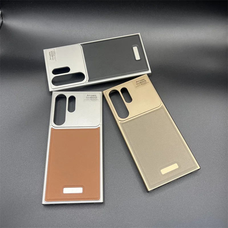 Фото Чехол для Samsung Galaxy S26 Ultra: кожаный с металлической рамкой, магнитный, из алюминиевого сплава, с ароматизированным покрытием, для Galaxy S26, S25, S24, S23 Ultra №1