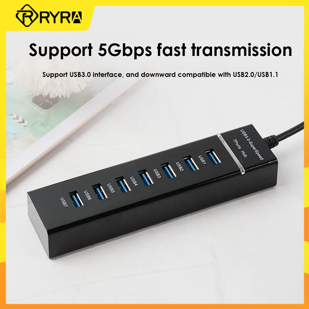 

RYRA 7 портов 2,0 3,0 USB концентратор разветвитель высокоскоростной USB адаптер мульти разветвитель расширитель кабель для настольного ПК ноутбук...