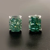 radiant cutting green moissanite stud earrings s925 sterling silver classic 1 3 carat diamond tester pass gra certificate