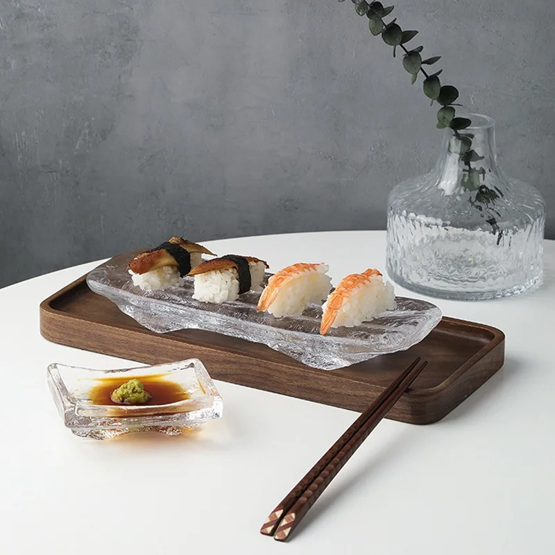 Японский стеклянный сашими доска ледяные речные суши кухонные блюда посуда ужин