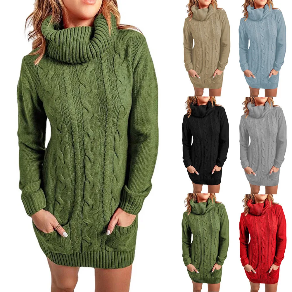 

2023 New High Neck Round Neck Knitted Dress Sweater