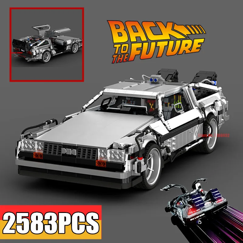 

New 2583PCS Movie Time Travel Back To The Future 1985 Machine Racing Model Technical Building Blocks Sports Car Bricks Kids Gift