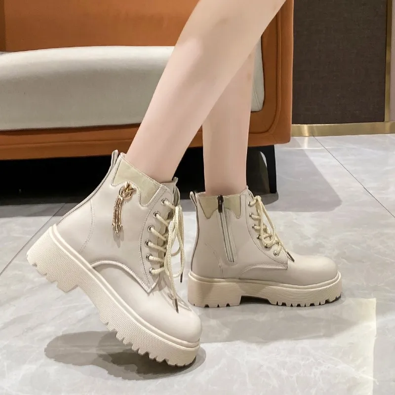 

Женские ботинки на шнуровке, Повседневные Удобные уличные короткие сапоги, осень 2022