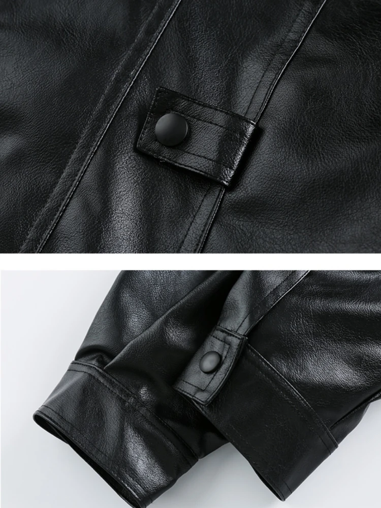 Мотокуртки мужские из искусственной кожи с блокировкой повседневная уличная