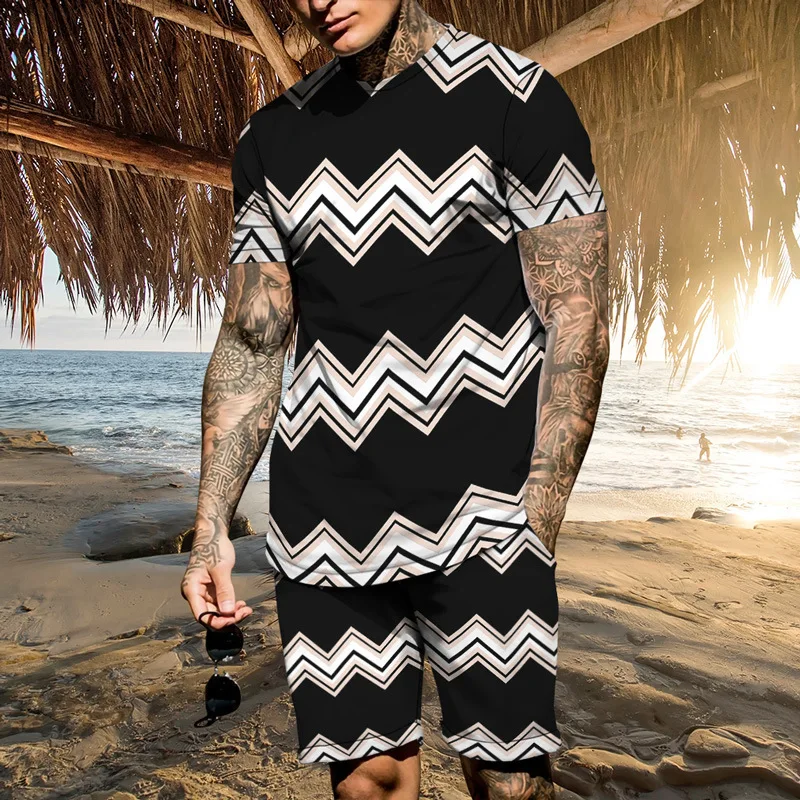 2023 Summer Sportwear Suit Short Sleeve T Shirt Long Pants Men 2 Piece Sets Tracksuit 3D Printed Casual Trend Oversized Clothes