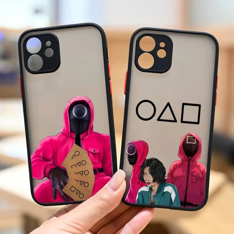 

Squid Game Phone Case For iPhone 12 11 Mini Pro XR XS Max 7 8 Plus X Matte transparent Back Cover