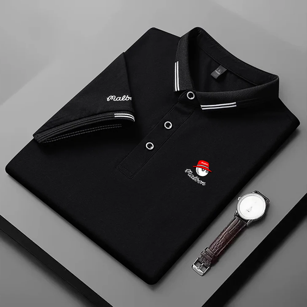 

Golf Shirts for Men's 2023 Summer Malbon Golf Polo Shirt Men High Quality Golf Short Sleeve Breathable Quick Drying Sport Top