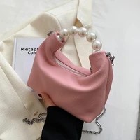 cute totes chain crossbody messenger bag 2022 womens beads shoulder bag short handle small sweet fashion handbags luxury purse