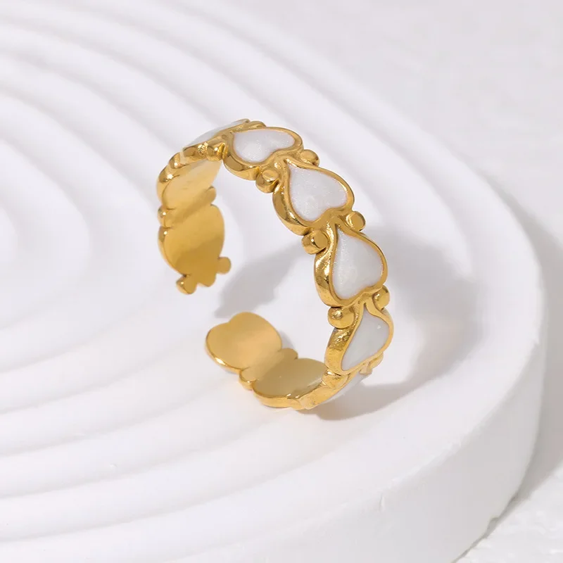 Кольца из ракушек нержавеющей стали для женщин и девочек эстетическое золотое