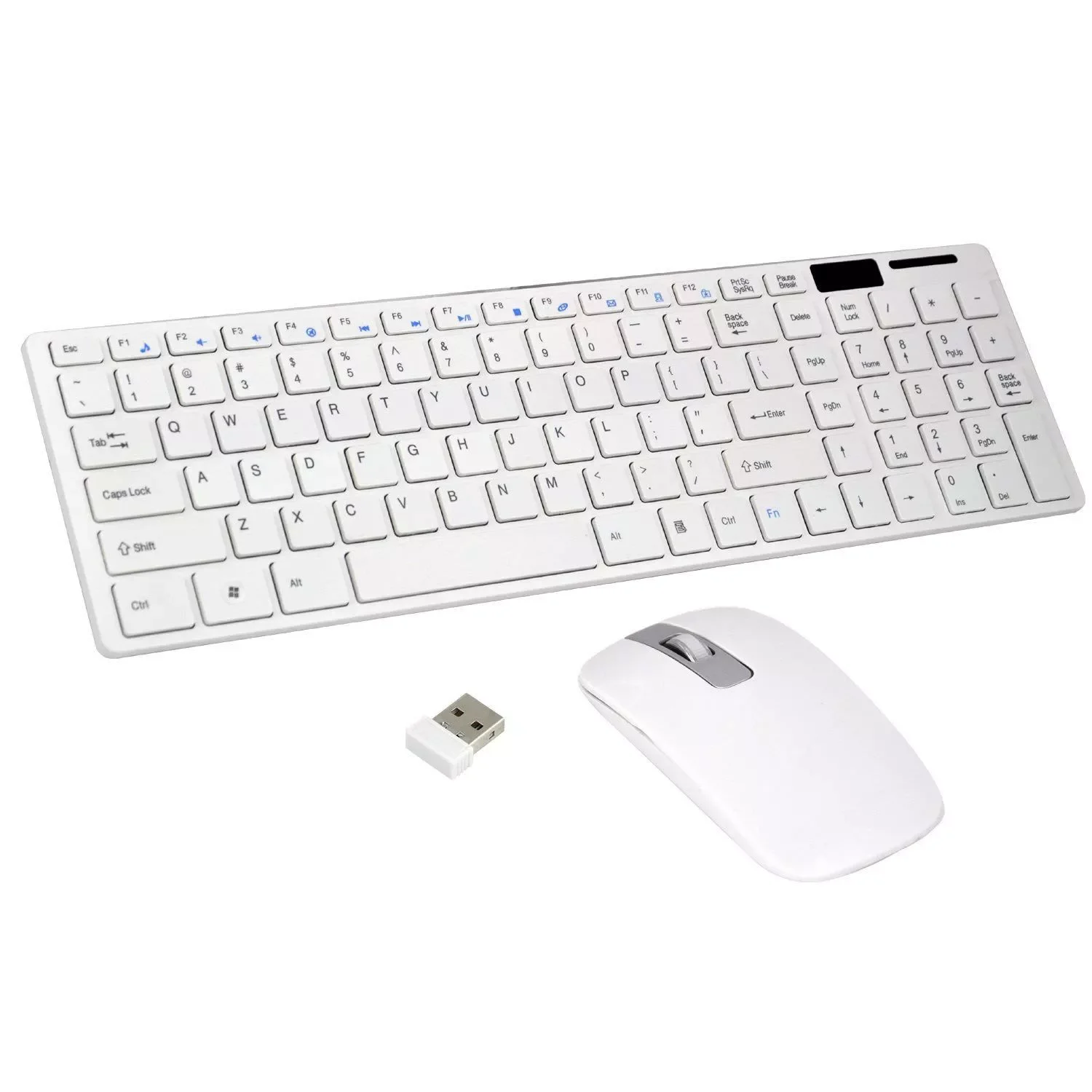 

Wireless Slim White Keyboard + Wireless Optical Mouse Set for PC and Laptop