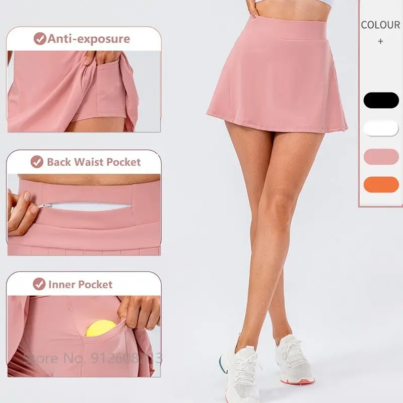 

Женская теннисная юбка с карманами, плиссированная мини-юбка для гольфа, тренажерного зала, тонкая дышащая Сексуальная черная юбка для бега