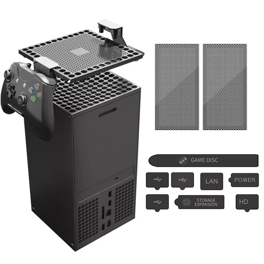 

Game Host Dustproof Cover for Xbox Series X Gaming Console Dust Cover Dustproof Net Rack Headset Holder Dust Filter Accessories