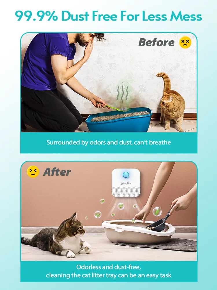 

DownyPaws 4000mAh Smart Cat Odor Purifier For Cats Litter Box Deodorizer Dog Toilet Rechargeable Air Cleaner Pets Deodorization