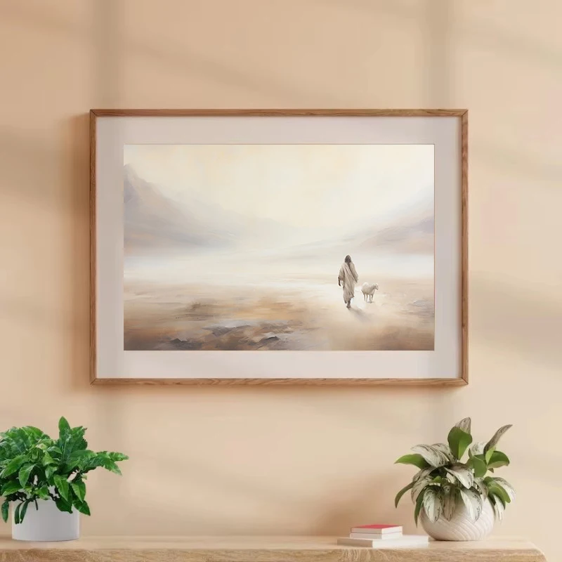 Иисус Христа оставляет 99 потерянных овец притч христианские религиозные постеры