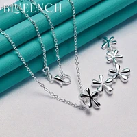 blueench 925 sterling silver flower link pendant necklace for ladies engagement wedding party fashion temperament jewelry