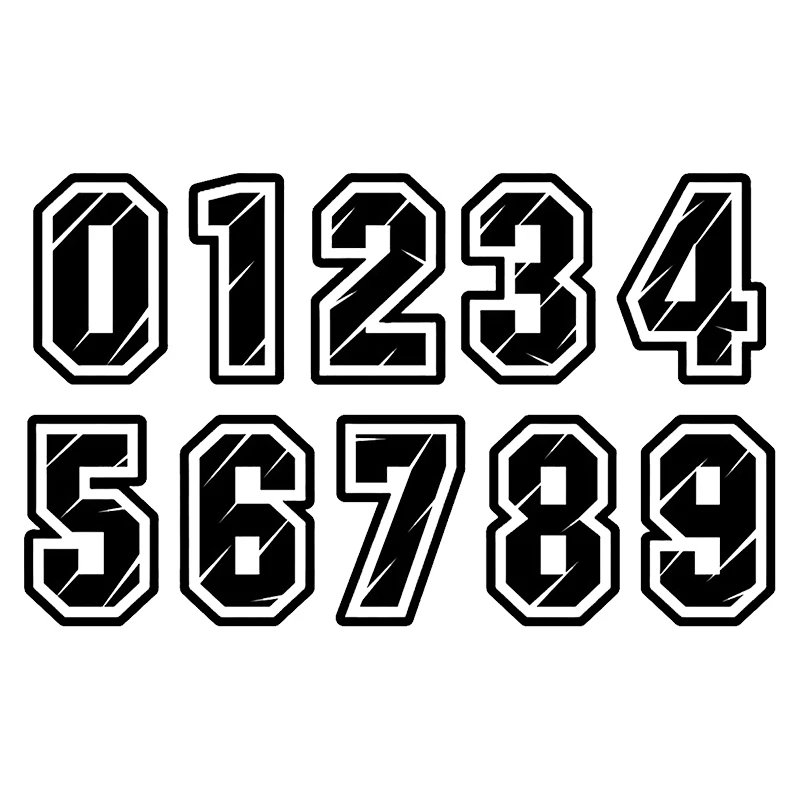 F543 # фигурки 0 1 2 3 4 5 6 7 8 9 гоночные цифры на шлем виниловые наклейки аксессуары для