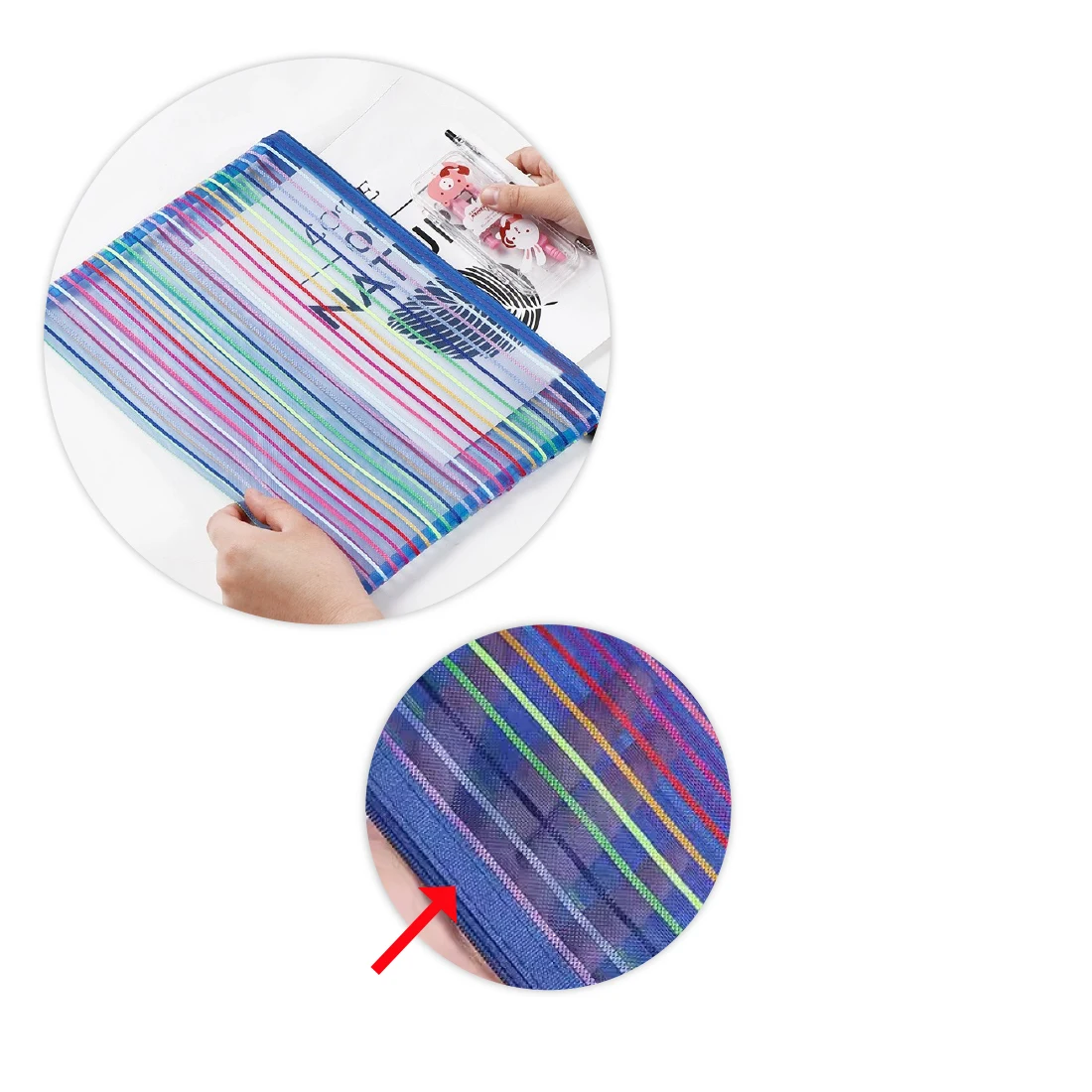 Нейлоновая Радужная Сетчатая Сумка Для Документов A6 Красочная Женская Хранения