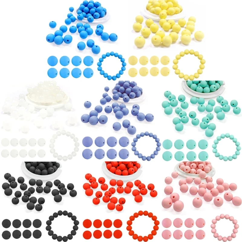 

70pcs Candy Color Silicone Beads Babies Round Shape Nursing Teething Beads Sets DIY Baby Pacifier Chain Toy Accessories Dropship