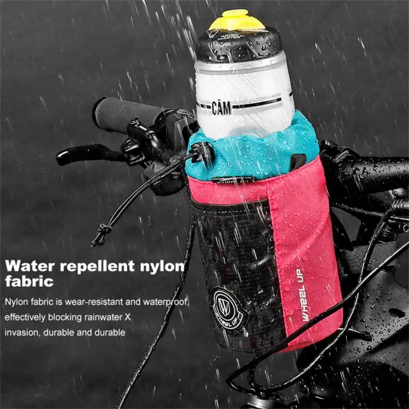 

Wheel Up Bicycle Water Cup Insulation Bag With Drawstring Pocket Bike Storage Front Bag Water Bottle Carrier Pouch Accessories