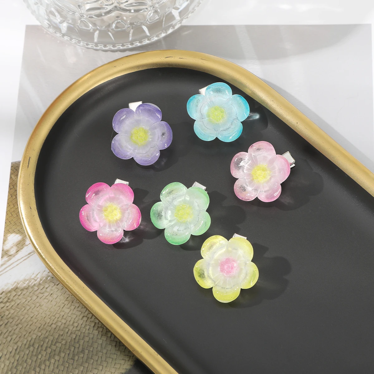 5/6 шт./комплект заколки для волос с цветами