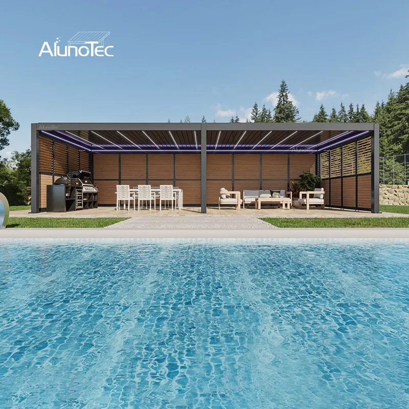 Водонепроницаемая биоклиматическая пергола AlunoTec Pergo-Eco DIY с регулируемыми ламелями, навес-беседка из алюминия для улицы (art.: 3920d4bf2c130) - 3920d4bf2c130