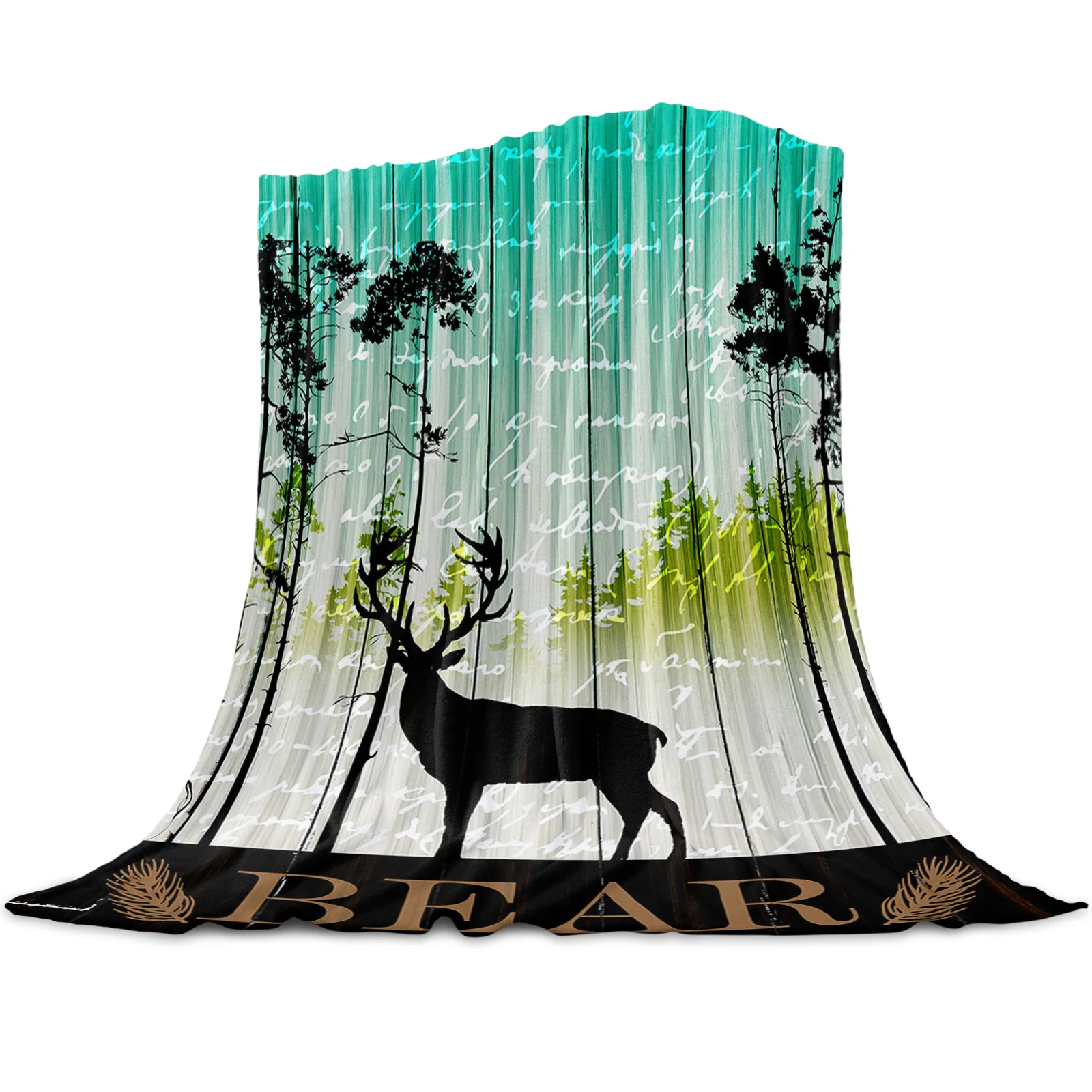 

Wrap Wrinkle-Resistant Skin Friendly Lightweight Queen Forest Deer And Bear Bird Bedspread Blankets Flannel Fleece Throw Cover