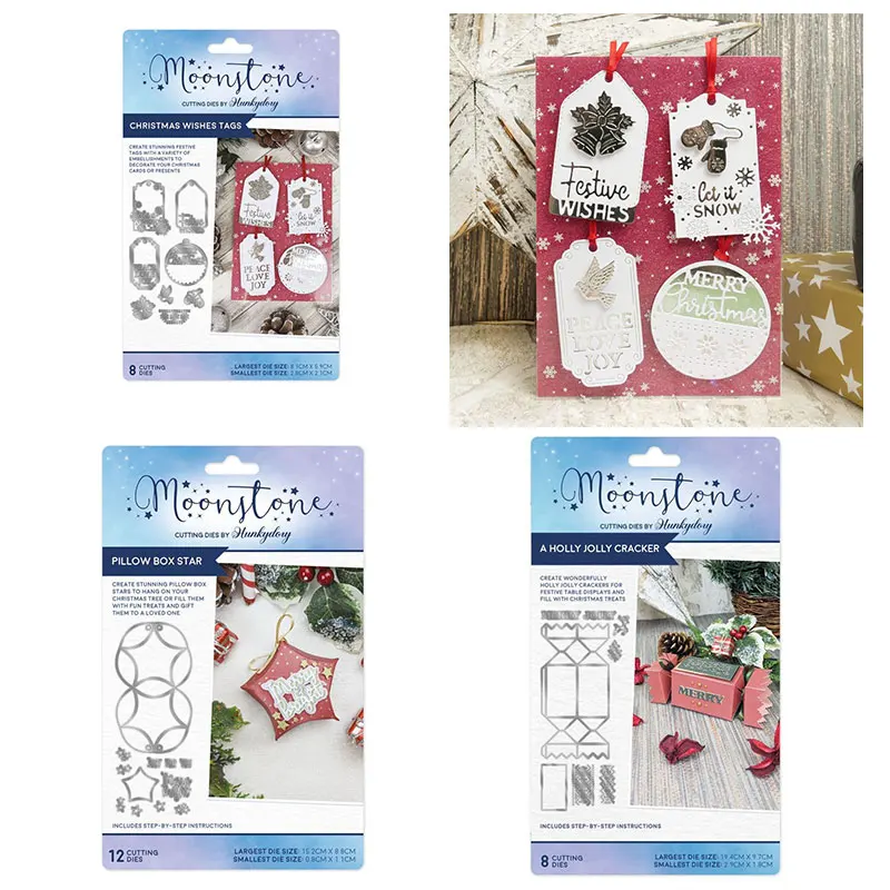 2023 Новая Рождественская коллекция пожеланий бирки Подушка коробка звезда Холли Джолли крекер металлическая высечка для DIY Скрапбукинг Фотоальбом тиснение