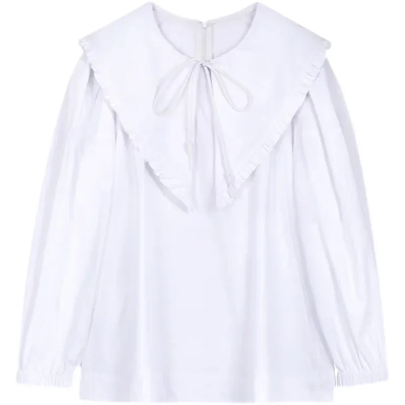 Дизайнерский модный чисто белый винтажный топ с пышными рукавами женское