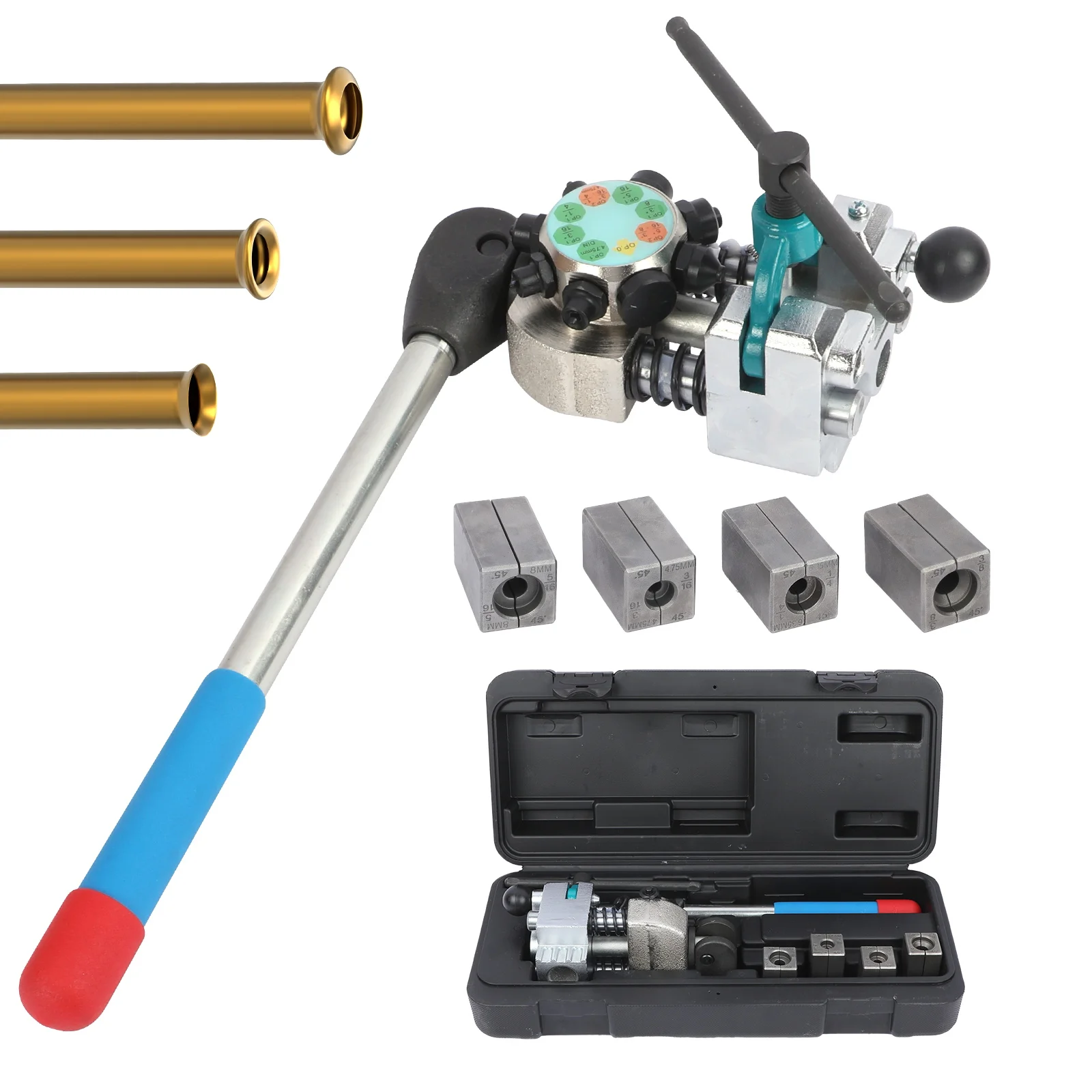 

Профессиональный набор инструментов для развальцовки тормозной магистрали 45 градусов для одинарных, пузырьковых и двойных расширителей, трубок 3/16", 1/4", 5/16", 3/8 дюйма