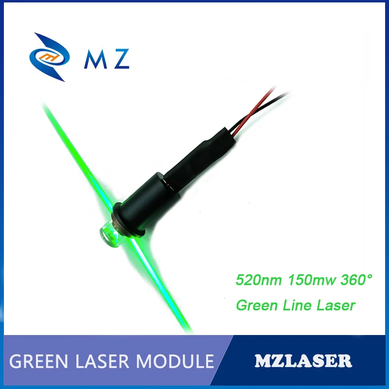 High Quality 520nm 150mW 360 Degrees Glass Lens Green Line Laser Module ACC Drive Type Industrial Grade