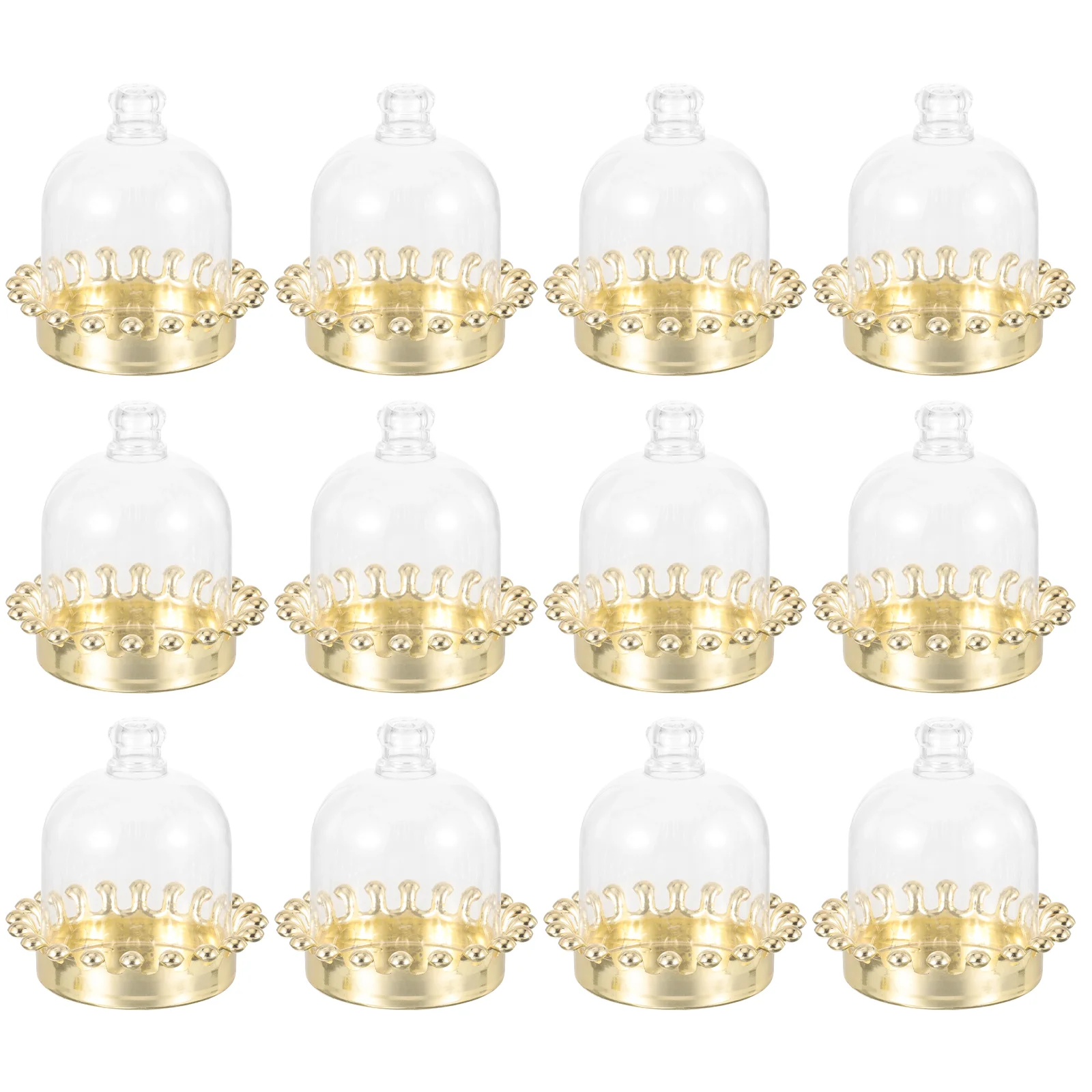 

12 Pcs Clay Candy Box Clear Containers Lid Round Cloche Dome Plastic Cake Cover