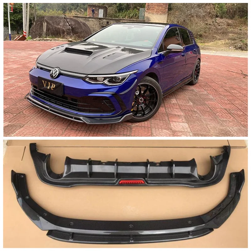 

Real Carbon Fiber Bumper Front lip + Rear Diffuser + Side Skirts + Spoiler+ Hood For Volkswagen Golf 8 Rline GTI 2019-2022