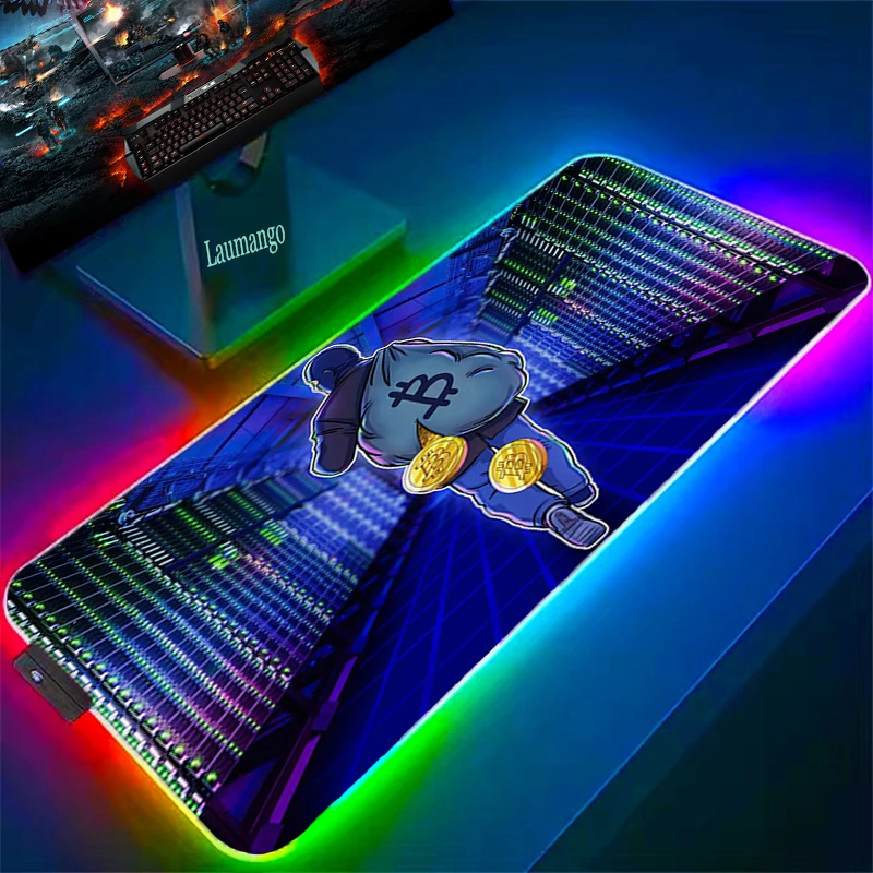 

Bitcoin Mousepad Anime Mouse Pad Gamer Large RGB Computer Desk Accessories Keyboard Gaming Mats Pc Mat Carpets Deskmat Deskpad
