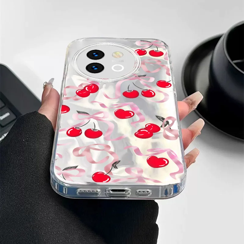 Модный чехол для телефона в горошек с бантом и рисунком Vivo V29 V40 Lite Y38 Y78 Y58 Y56