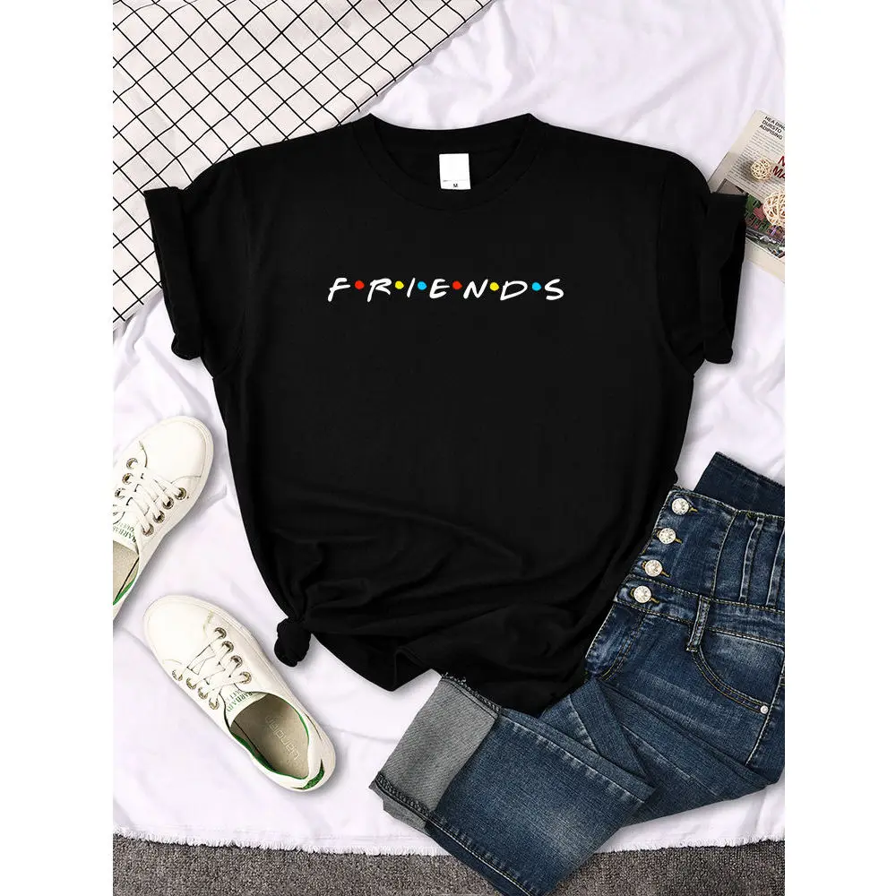 

Summer T-Shirts Women's Creative Friends Letter Printed Tees Loose Woman Clothing Casual Female Oversized Slim t-Shirt Tops Tee