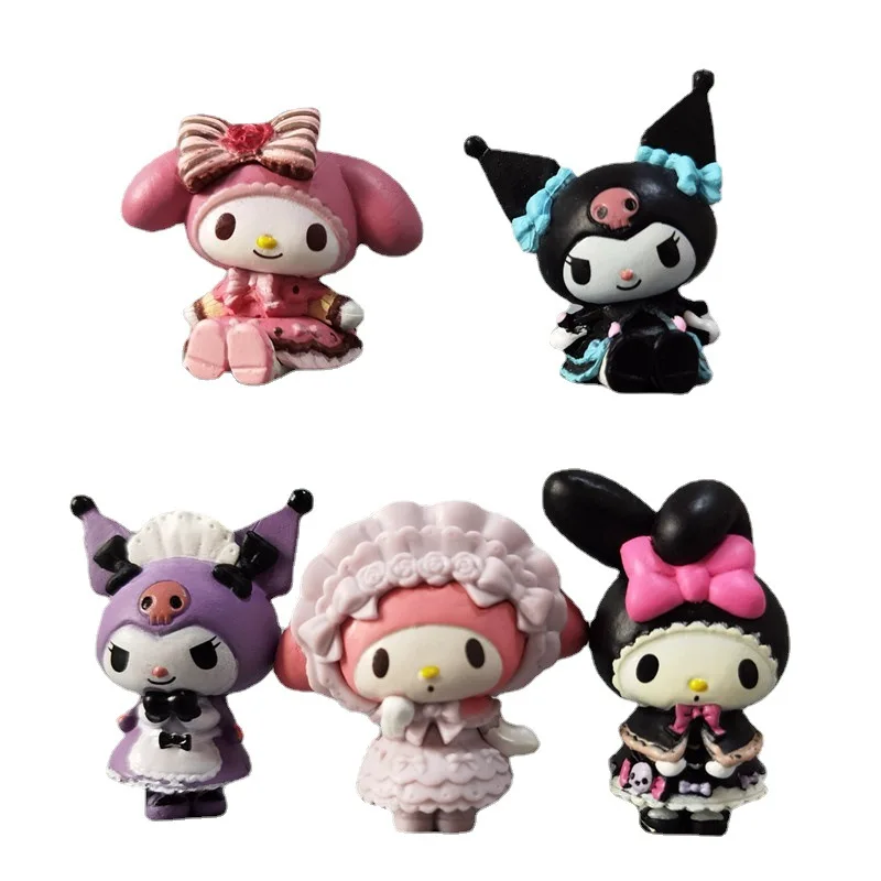 

5 шт./компл. Sanrio Kuromi My Melody аниме мини-фигурки Sanrio ПВХ Фигурки экшн-куклы игрушки украшение торта для детей Хэллоуин подарок